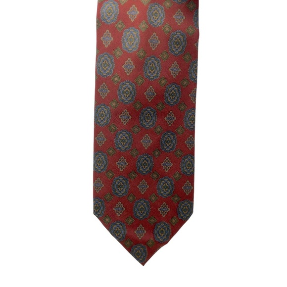 Polo by Ralph Lauren Men’s Necktie Rust/Red with Blue and Green - Picture 2 of 4
